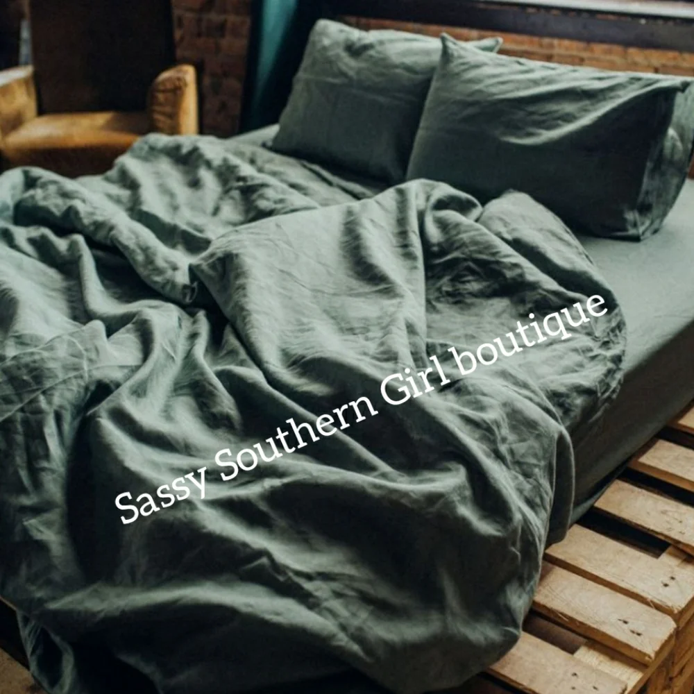 🆕⭐Boho army green cotton duvet cover set
